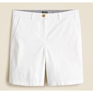 J.Crew 7" Heritage Classic Chino Short Sz 8 White Highrise Slant Pockets Stretch